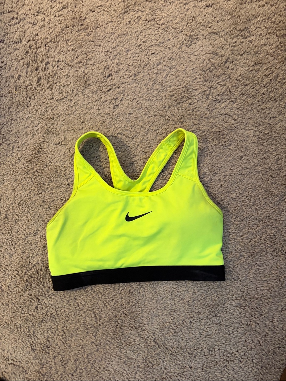 Nike Women’s Neon Yellow Sports Bra with Black Underband
